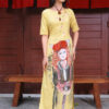 Bộ áo dài vẽ tay cô gái dân tộc Yellow 1