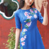 Bộ áo dài vẽ tay vẽ hoa Blue 4