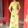 Bộ áo dài vẽ tay hoa sen Yellow 3