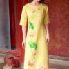 Bộ áo dài vẽ tay hoa sen Yellow 5