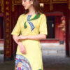 Bộ áo dài vẽ tay cô gái dân tộc Yellow 3