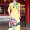 Bộ áo dài vẽ tay cô gái dân tộc Yellow 1