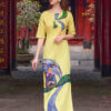 Bộ áo dài vẽ tay cô gái dân tộc Yellow 2