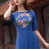 Bộ áo dài vẽ tay vẽ hoa Blue 3