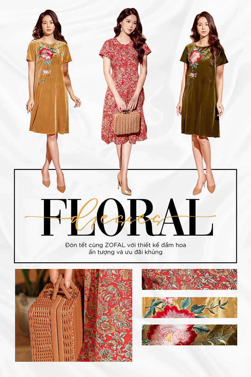 Những thiết kế tone váy đầm với họa tiết floral ấn tượng