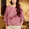 Áo cánh dơi tay phồng Purple Floral 3