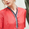 Váy đầm cổ tàu phối nẹp cổ thổ cẩm Hotpink 2