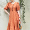 Váy đầm midi 2 tầng cổ tim Orange 1