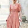 Váy đầm midi 2 tầng cổ tim Pink 1