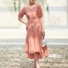 Váy đầm midi 2 tầng cổ tim Pink 4