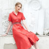 Váy đầm cổ 2 ve can eo thổ cẩm Red 3