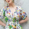Váy đầm cổ tim chồng chun eo Floral 2