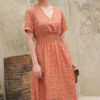 Váy đầm cổ tim chồng chun eo Orange 4