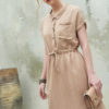 Váy đầm cổ đức túi ngực rút eo Beige 2