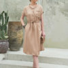 Váy đầm cổ đức túi ngực rút eo Beige 3