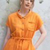 Váy đầm cổ đức túi ngực rút eo Orange 2