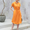 Váy đầm cổ đức túi ngực rút eo Orange 3