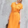 Váy đầm cổ đức túi ngực rút eo Orange 1