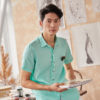 Áo sơ mi nam tay cộc lơ vê vạt bầu Turquoise 2