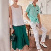 Áo sơ mi nam tay cộc lơ vê vạt bầu Turquoise 3