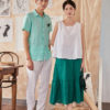Áo sơ mi nam tay cộc lơ vê vạt bầu Turquoise 5
