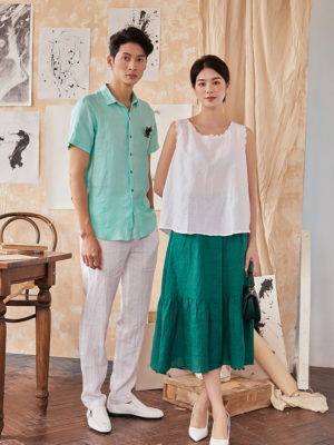 Áo sơ mi nam tay cộc lơ vê vạt bầu Turquoise 5