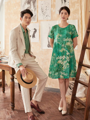 Áo sơ mi nam dài tay vạt bầu Green 3
