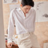 Áo sơ mi nam dài tay vạt bầu White 2