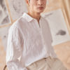 Áo sơ mi nam dài tay vạt bầu White 1