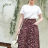 Chân váy 2 túi cài khuy trước Plum 1