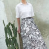Chân váy cạp chun thắt đai Black/White 1