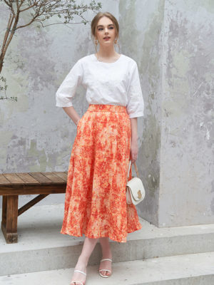 Chân váy cạp chun thắt đai Orange 1