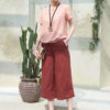 Áo sơ mi đáp cổ rút gấu 2 bên sườn Pink 1