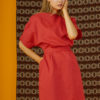 Váy đầm tay liền trần cửa tay Red 3
