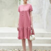 Váy đầm cổ tròn dúm gấu Rose