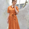 Váy đầm cổ sen tay lơ vê túi ốp Orange 4