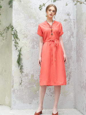 Váy đầm cổ Y rút eo Coral 1