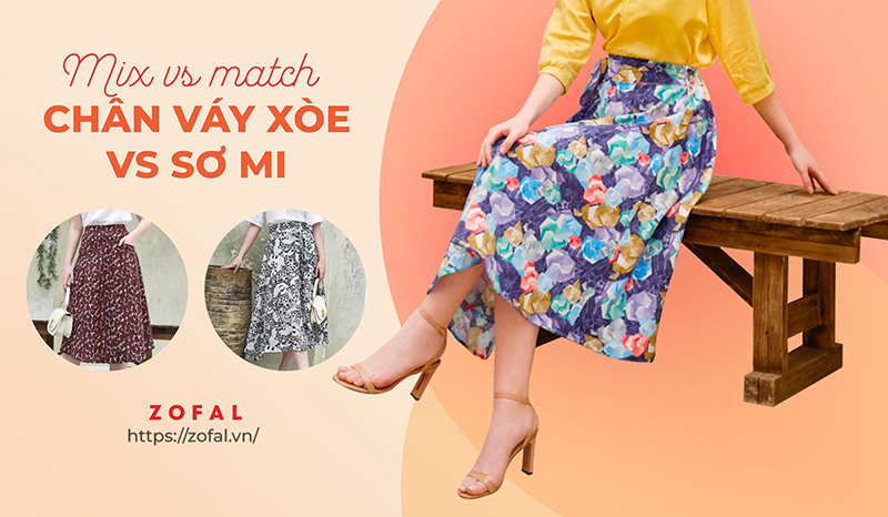 Mix chân váy với áo đơn sắc