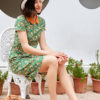 Váy đầm thô hoa cổ sen Green Floral 4
