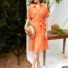 Váy đầm cổ đức chun eo 2 túi ốp Orange 2