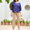 Áo cánh dơi tay phồng Navy/Brown 2