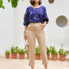 Áo cánh dơi tay phồng Navy/Brown 3
