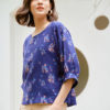 Áo cánh dơi tay phồng Navy/Brown 4