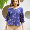 Áo cánh dơi tay phồng Navy/Brown 1