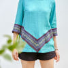 Áo nữ phối thổ cẩm V Turquoise 3