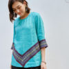 Áo nữ phối thổ cẩm V Turquoise 4