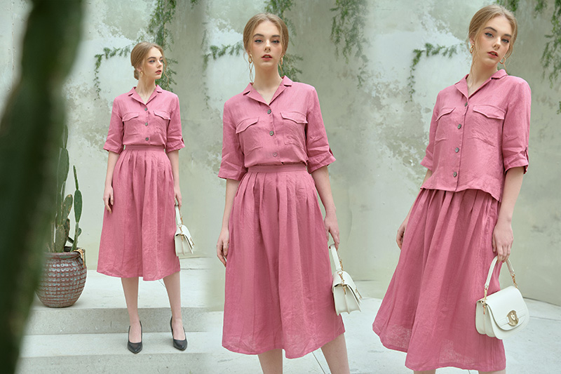 Chân váy xòe cùng áo cách điệu - Outfit của bờ cát trắng và biển xanh