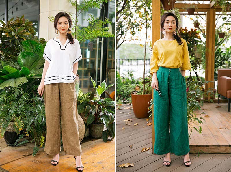 Trang phục quần ống rộng diện đi chơi với bạn bè