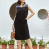 Váy đầm gile cổ V vai áo thổ cẩm Black 4
