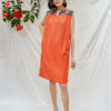 Váy đầm gile cổ V vai áo thổ cẩm Orange 1